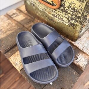 Bombas Navy Two-Strap Slide Sandals